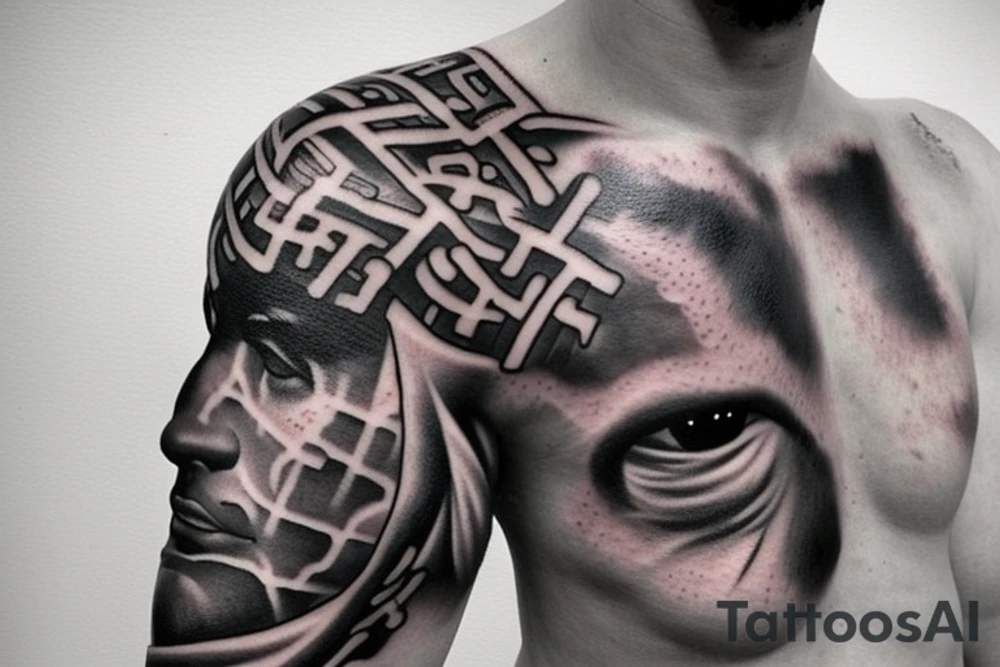 Kratos with Greek clouds tattoo idea