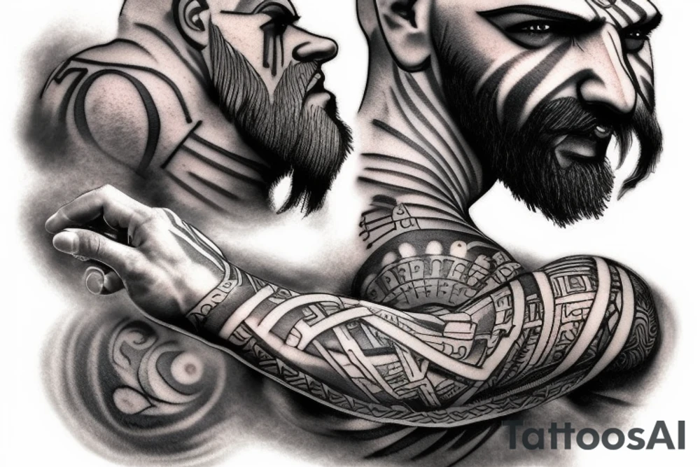 Kratos with Greek clouds tattoo idea