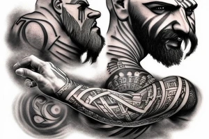 Kratos with Greek clouds tattoo idea