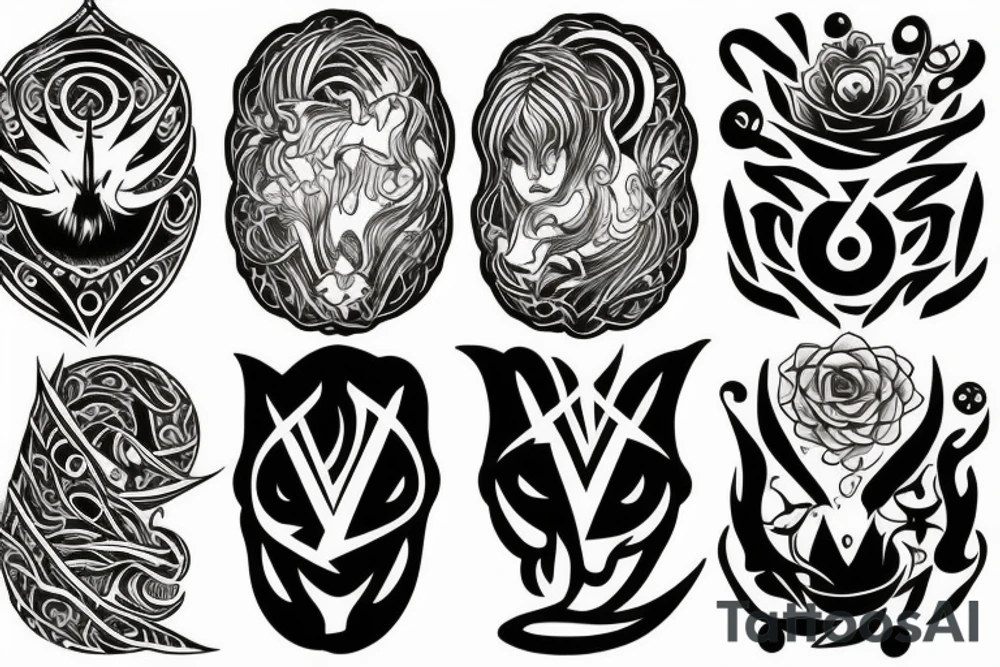 Four earth elements, but to show calm and fierce tattoo idea