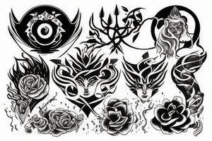 Four earth elements, but to show calm and fierce tattoo idea