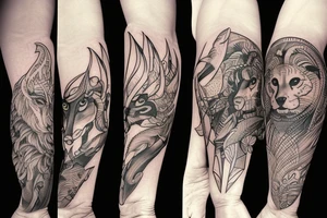 Use animals to represent the 4 earth elements tattoo idea