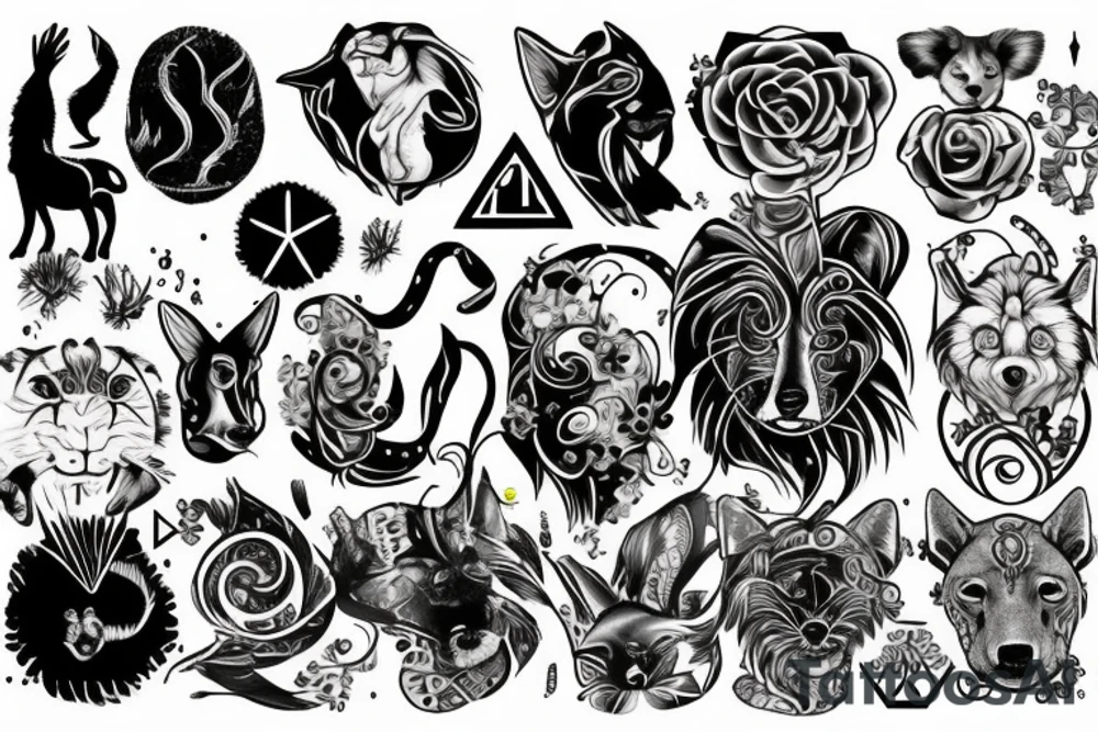 Use animals to represent the 4 earth elements tattoo idea