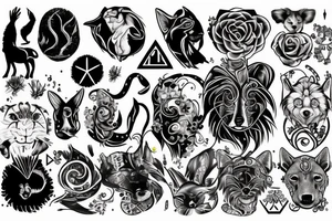 Use animals to represent the 4 earth elements tattoo idea