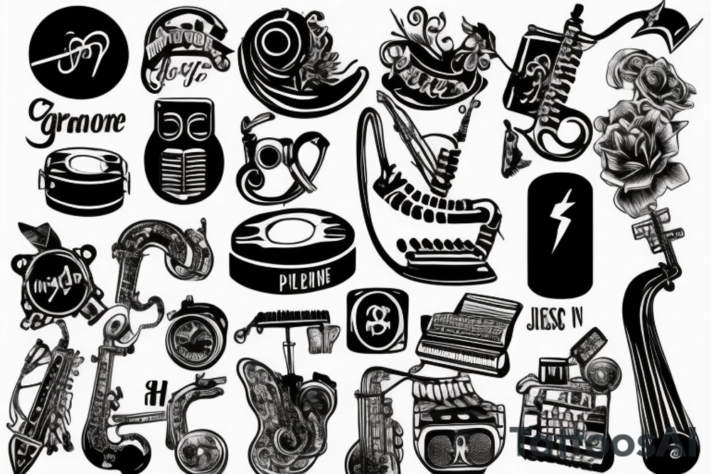 punk style grammarphone tattoo idea