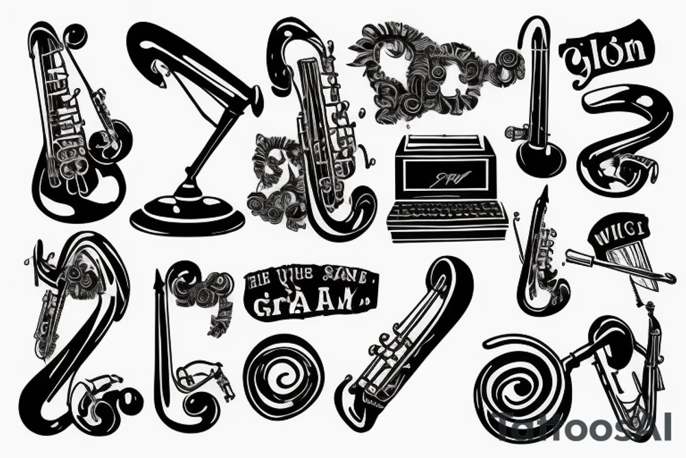punk style grammarphone tattoo idea