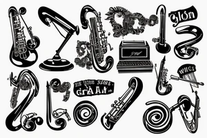 punk style grammarphone tattoo idea