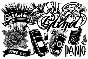 punk style grammar phone tattoo idea