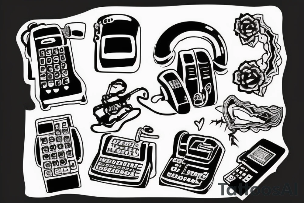 punk style grammar phone tattoo idea