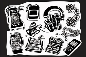 punk style grammar phone tattoo idea