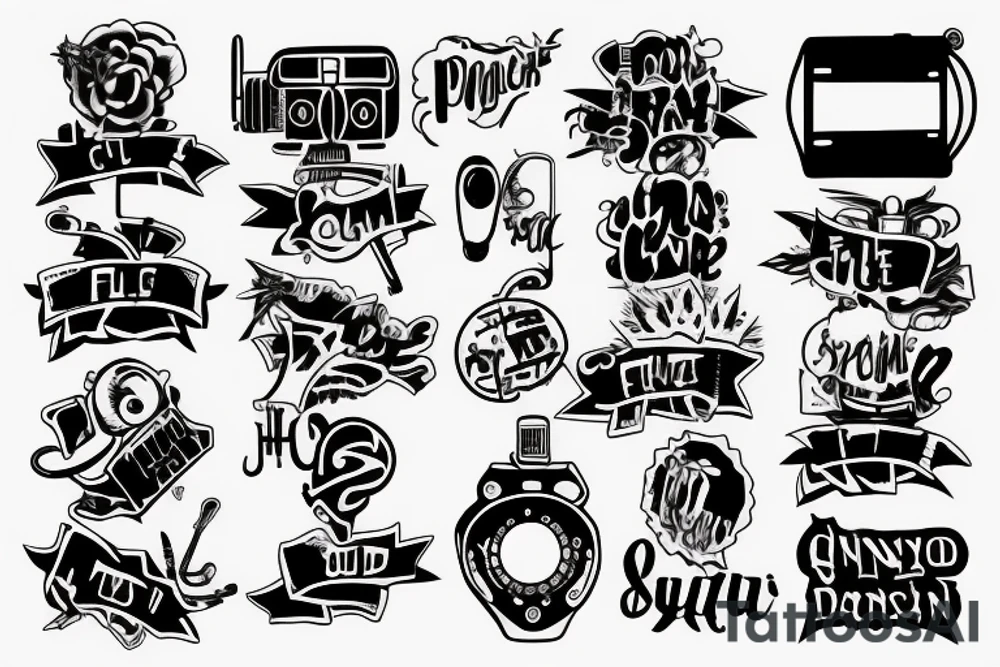punk style grammar phone tattoo idea