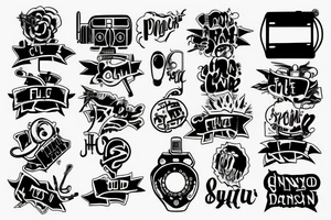 punk style grammar phone tattoo idea