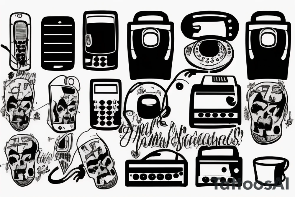 punk style grammar phone tattoo idea