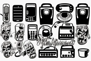punk style grammar phone tattoo idea