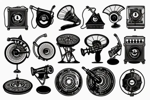 punk style gramophone tattoo idea