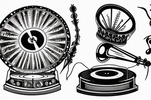 punk style gramophone tattoo idea