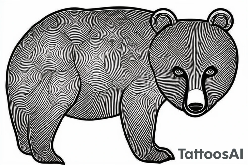 fine line or mother bear and cub tattoo idea