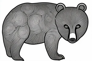 fine line or mother bear and cub tattoo idea