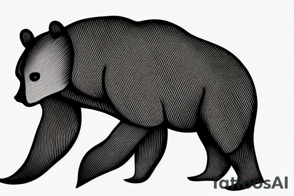 fine line or mother bear and cub tattoo idea