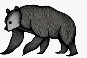 fine line or mother bear and cub tattoo idea