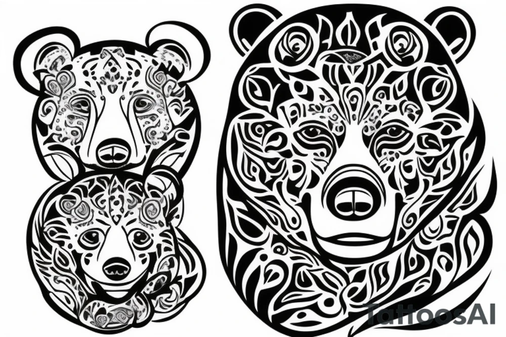 mother bear and a cub tattoo idea