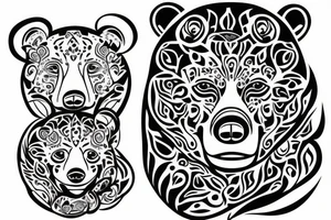 mother bear and a cub tattoo idea