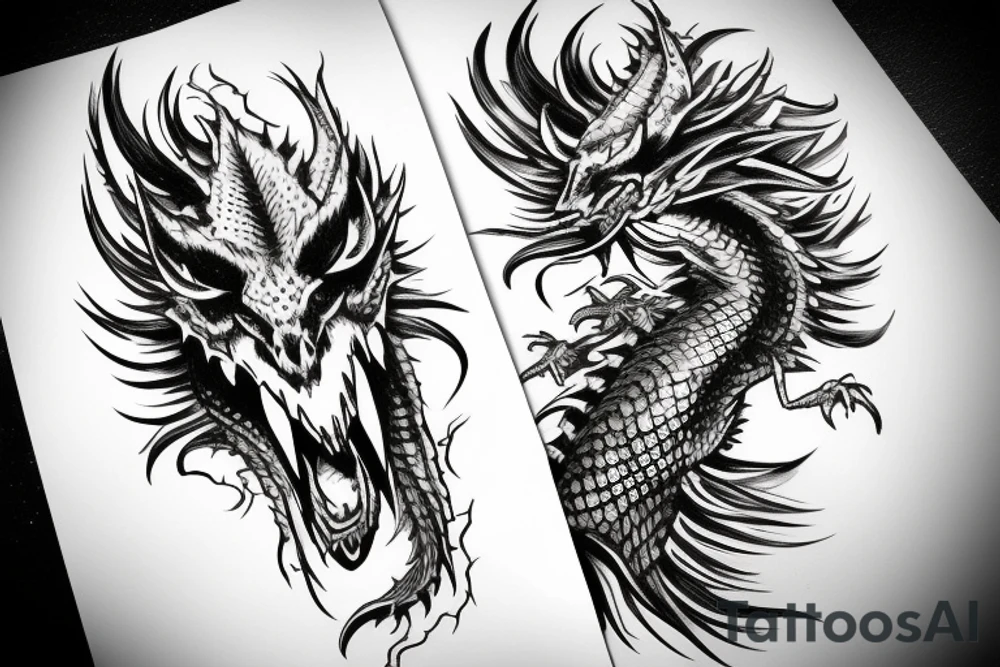 Dragon head western tattoo idea