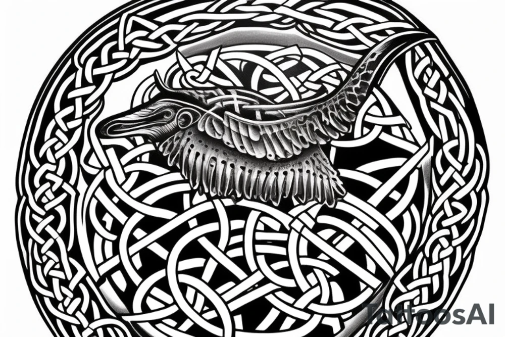 Arm sleeve of a celtic cross, a raven, a rose, and scythe with a whale shark tattoo idea