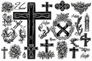 Cross with shadow and roman numerals tattoo idea