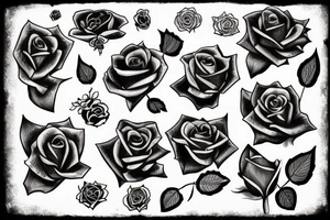 rose with blue glitters and spikes tattoo idea
