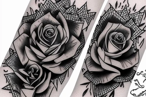rose with blue glitters and spikes tattoo idea