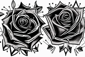 rose with blue glitters and spikes tattoo idea