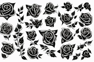 rose with blue glitters and spikes tattoo idea
