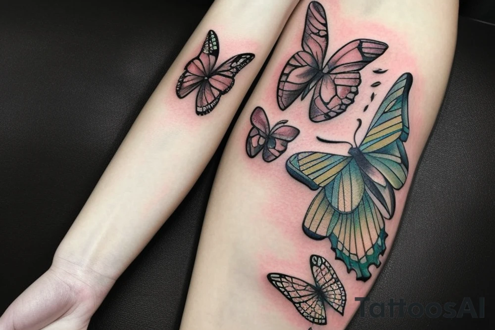butterflies with flower tattoo idea