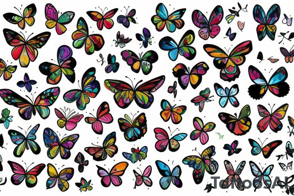 butterflies with flower tattoo idea