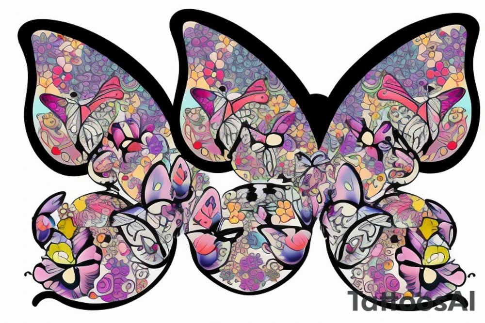 butterflies with flower tattoo idea