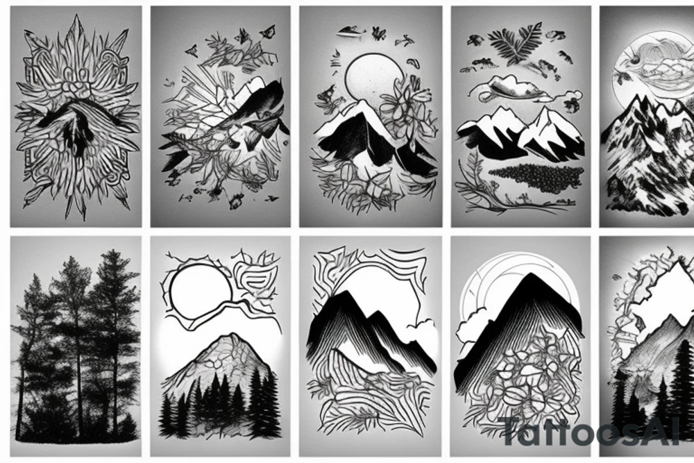 Mountains, Nature and growth tattoo idea