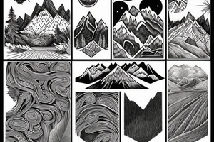 Mountains, line work, Nature and growth tattoo idea