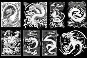 a dragon and a lion rising from the planet to meet in the heavens tattoo idea