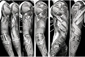 Half sleeve that incorporates DC superhero logos tattoo idea