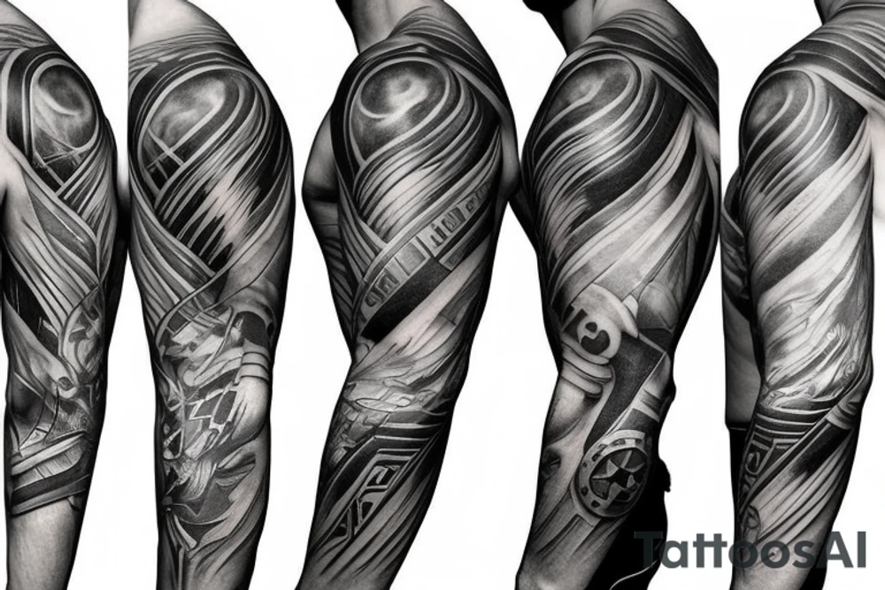 Half sleeve that incorporates DC superhero logos tattoo idea Half sleeve that incorporates DC superhero logos tattoo idea