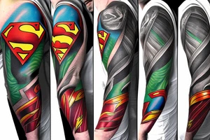 Superman, Batman, Wonder Woman, The Flash, Green Lantern as a sleeve tattoo idea