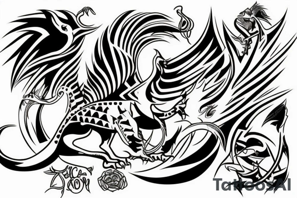 Dragão enrolado no braço até o pescoço tattoo idea