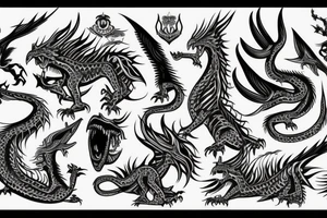 Dragão enrolado no braço até o pescoço tattoo idea