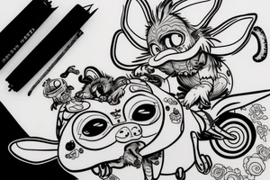 gizmo from gremlins riding appa from avatar tattoo idea