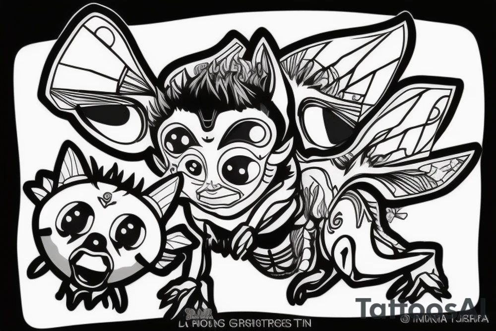 gizmo from gremlins riding appa from avatar tattoo idea