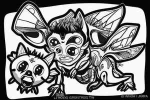 gizmo from gremlins riding appa from avatar tattoo idea
