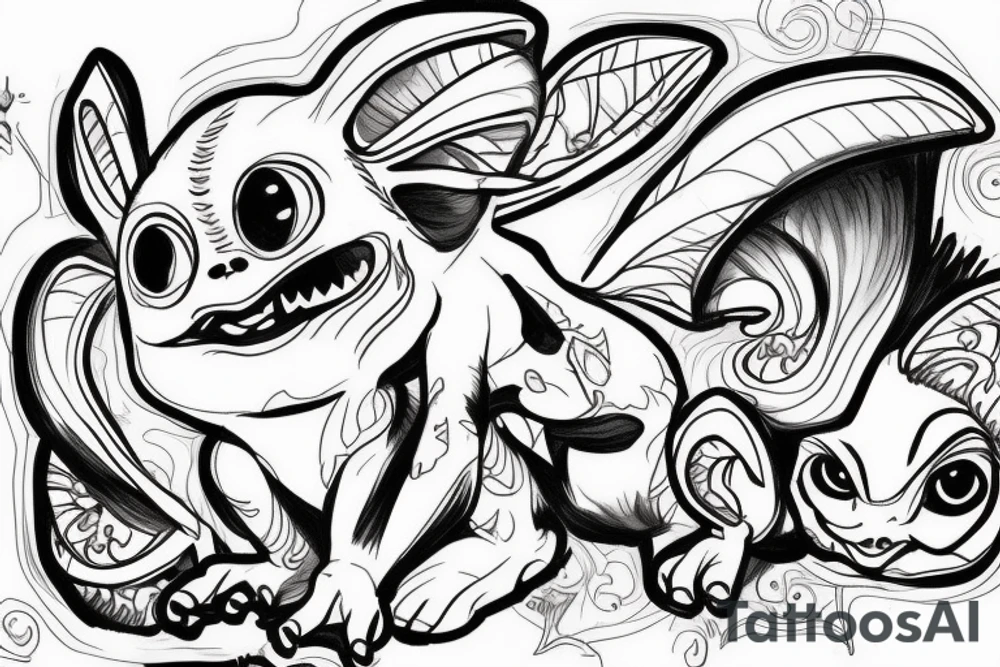 gizmo from gremlins riding appa from avatar tattoo idea