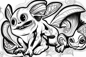 gizmo from gremlins riding appa from avatar tattoo idea