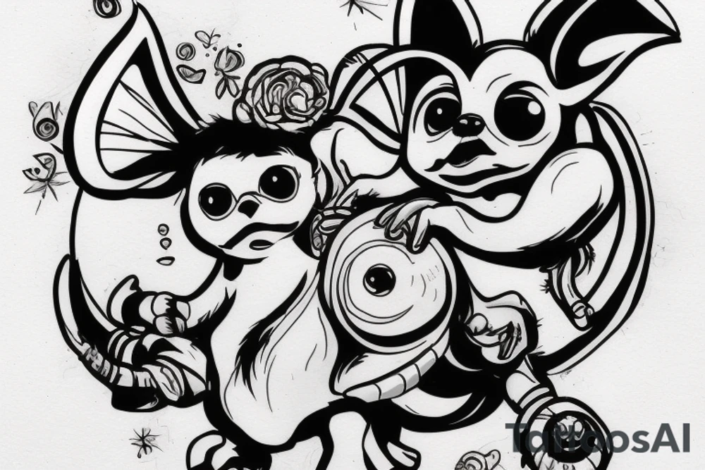 gizmo from gremlins riding appa from avatar tattoo idea